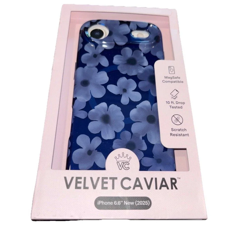 Velvet Caviar MagSafe Blue Floral Glossy Hard Case iPhone 17 Air